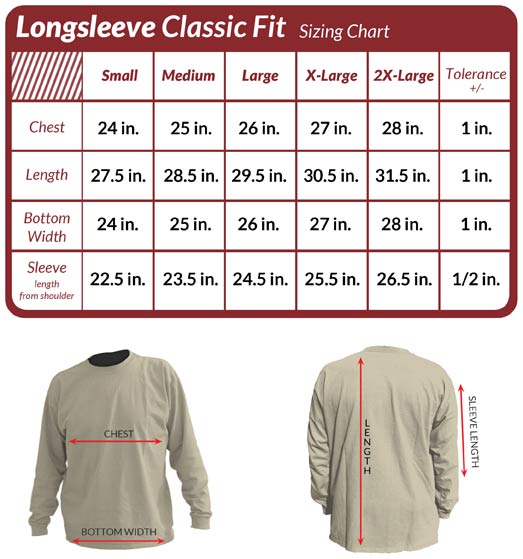 Long Sleeve Measurement Chart